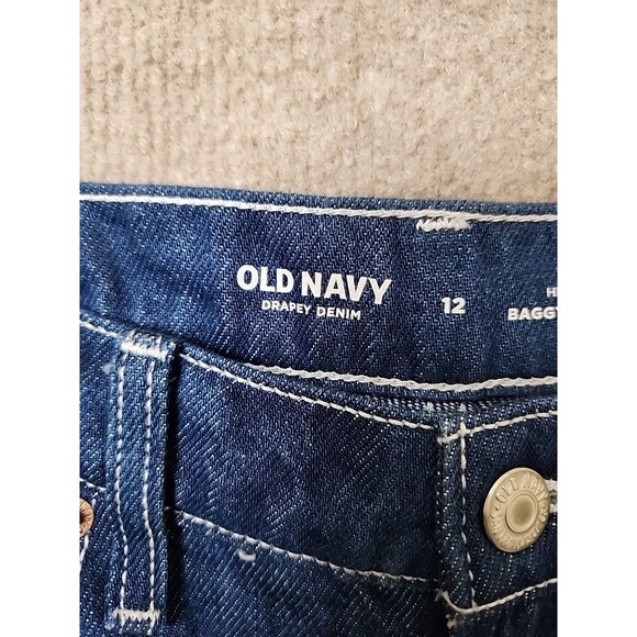 Old Navy Baggy Wide-Leg Culotte Jeans Womens 12 Blue Drapey Denim NEW - Picture 9 of 12